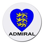 Golden Lions Admiral Blue Heart Round Mousepad