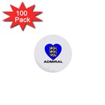 Golden Lions Admiral Blue Heart 1  Mini Button (100 pack) 