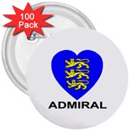 Golden Lions Admiral Blue Heart 3  Button (100 pack)