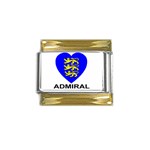 Golden Lions Admiral Blue Heart Gold Trim Italian Charm (9mm)