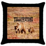 Yellowstone National Park Grizzly Bears Throw Pillow Case (Black)