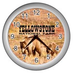 Yellowstone National Park Grizzly Bears Wall Clock (Silver)