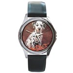 Dalmatian Puppy Round Metal Watch