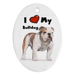 I Love My Bulldog Ornament (Oval)