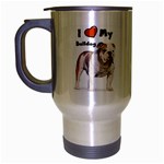 I Love My Bulldog Travel Mug (Silver Gray)