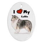 I Love My Collie Ornament (Oval)