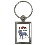 I Love My Pit Bull Key Chain (Rectangle)