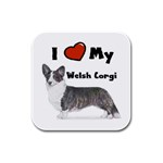 I Love My Welsh Corgi Rubber Square Coaster (4 pack)