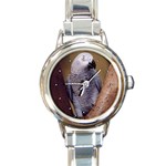 African Grey Parrot Round Italian Charm Watch