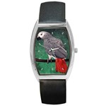 African Grey Parrot Barrel Style Metal Watch