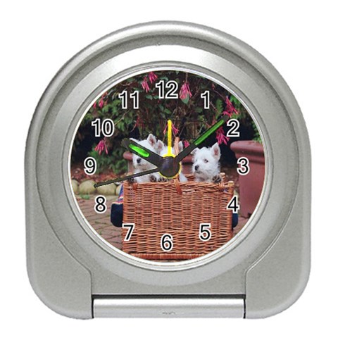 West Highland white terriers Travel Alarm Clock from ArtsNow.com Front