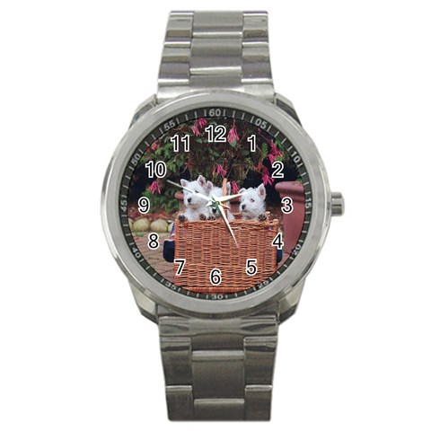 West Highland white terriers Sport Metal Watch from ArtsNow.com Front