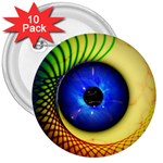 Eerie Psychedelic Eye 3  Button (10 pack)