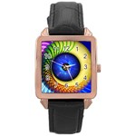 Eerie Psychedelic Eye Rose Gold Leather Watch 