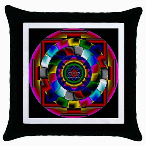 Sri Yantra Throw Pillow Case (Black) from ArtsNow.com Front