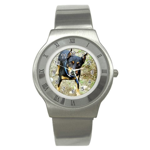 doberman pinscher Stainless Steel Watch from ArtsNow.com Front