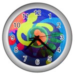 Mother&Baby Wall Clock (Silver with 12 black numbers)