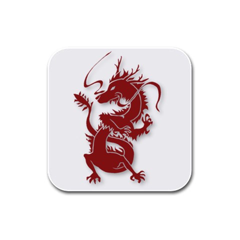Red Dragon  Rubber Square Coaster (4 pack) from ArtsNow.com Front