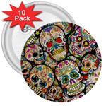 Sugar Skull Collage 3  Button (10 pack)