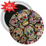 Sugar Skull Collage 3  Magnet (10 pack)