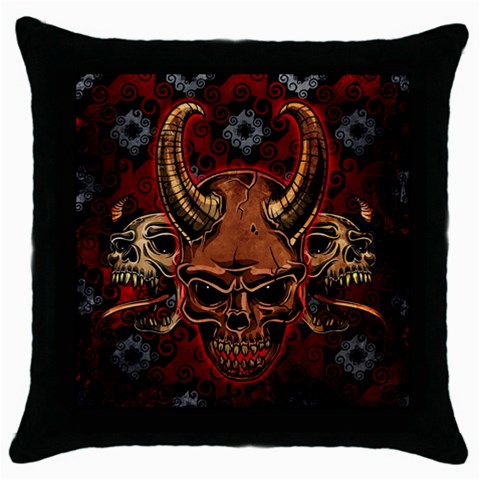 Evil Skulls Throw Pillow Case (Black) from ArtsNow.com Front