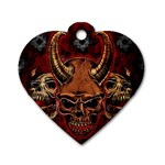 Evil Skulls Dog Tag Heart (Two Sides)