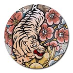 White Tiger Round Mousepad