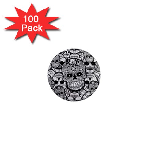 Sugar Skulls   Black And White 1  Mini Magnet (100 pack)  from ArtsNow.com Front