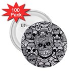 Sugar Skulls   Black And White 2.25  Button (100 pack)