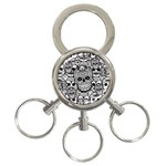 Sugar Skulls   Black And White 3-Ring Key Chain