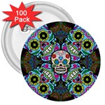 Sugar Skulls   Spiral 3  Button (100 pack)