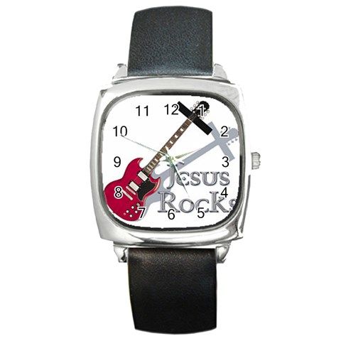 Jesus Rocks Square Metal Watch from ArtsNow.com Front