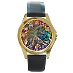 Colorful Cosmos Round Gold Metal Watch