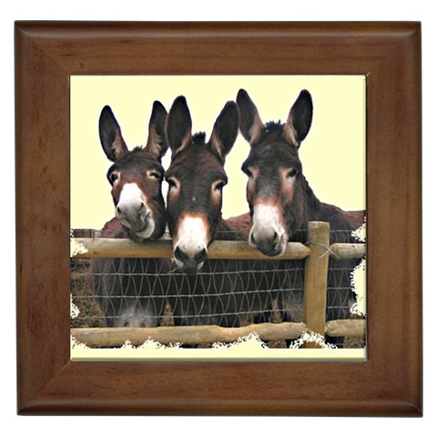 Three donks Framed Tile from ArtsNow.com Front