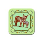 Donkey foal Rubber Square Coaster (4 pack)