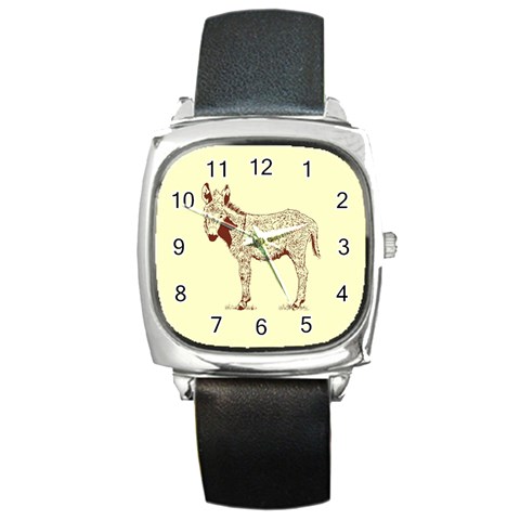 Donkey foal Square Metal Watch from ArtsNow.com Front
