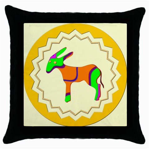 Funky Donkey Throw Pillow Case (Black) from ArtsNow.com Front