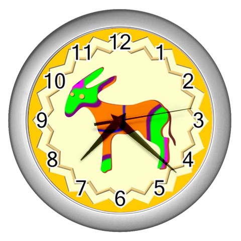 Funky Donkey Wall Clock (Silver) from ArtsNow.com Front