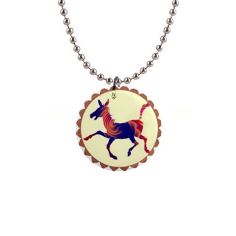 Funny Donkey 1  Button Necklace from ArtsNow.com Front