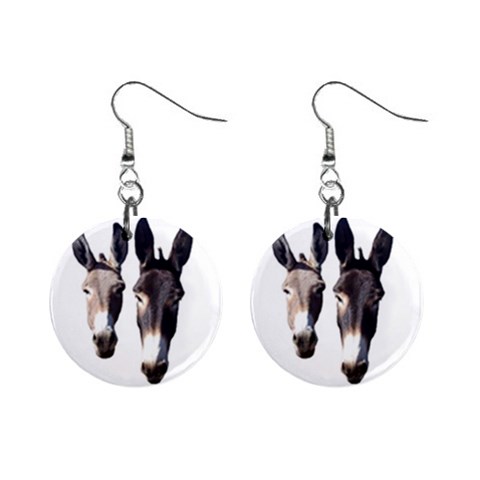 Two donks 1  Button Earrings from ArtsNow.com Front