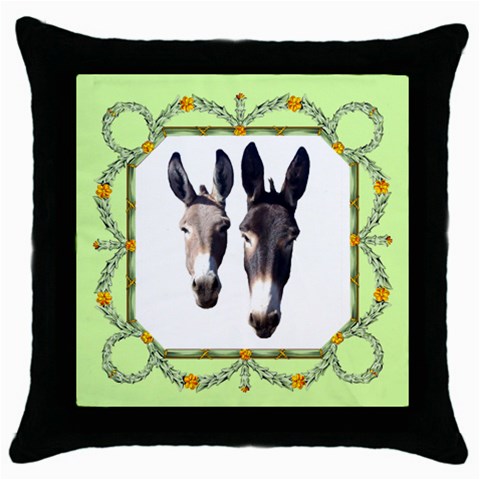 Two donks Throw Pillow Case (Black) from ArtsNow.com Front