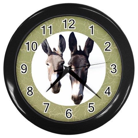 Two donks Wall Clock (Black) from ArtsNow.com Front