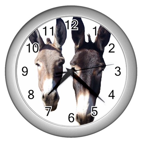 Two donks Wall Clock (Silver) from ArtsNow.com Front