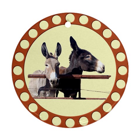 Donks & Fence Ornament (Round) from ArtsNow.com Front