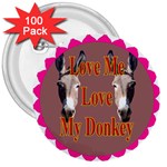 Love my donkey 2 3  Button (100 pack)