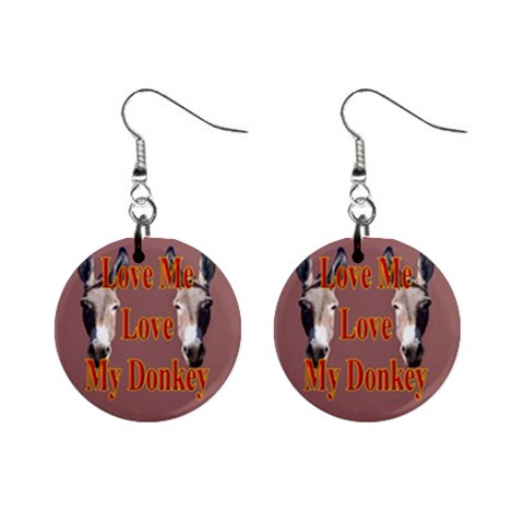 Love my donkey 2 1  Button Earrings from ArtsNow.com Front
