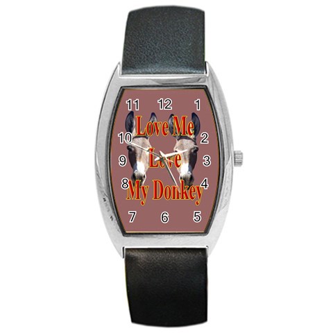 Love my donkey 2 Barrel Style Metal Watch from ArtsNow.com Front