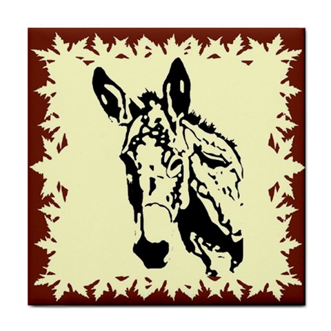 Donkey head Tile Coaster from ArtsNow.com Front