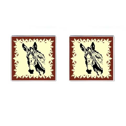 Donkey head Cufflinks (Square) from ArtsNow.com Front(Pair)