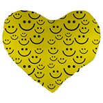 Smiley Face Large 19  Premium Flano Heart Shape Cushion